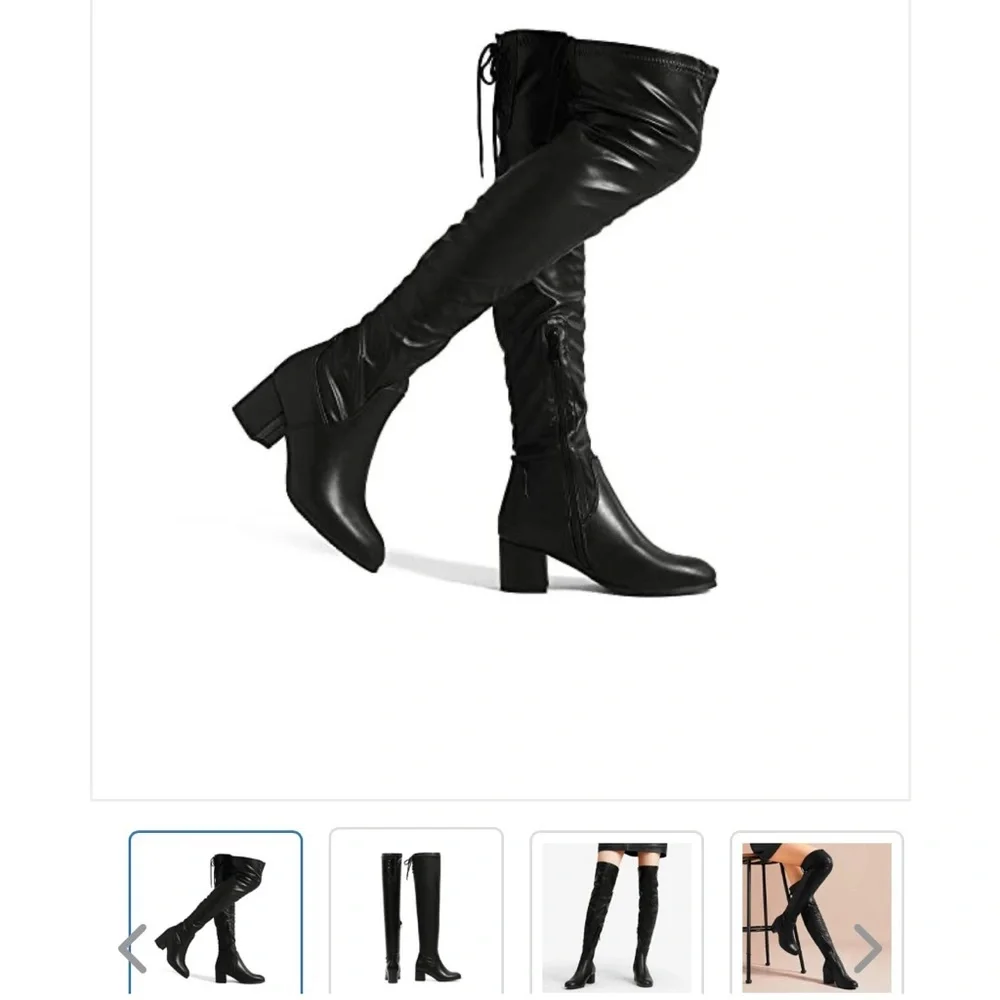 Dream Pairs Black Over-the-Knee Boots with Block Heel